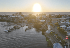 aerial view of Bradenton Beach at Sunset